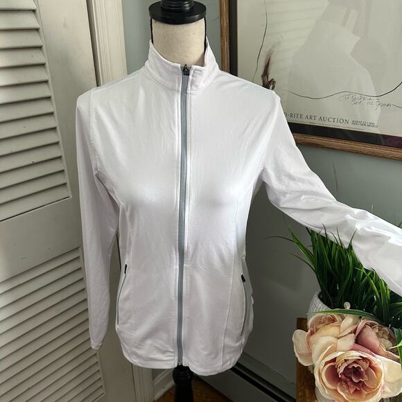 BERMUDA SANDS Womens Jacket Medium White  Full Zip Golf Cazenovia Golf Club - Picture 1 of 16